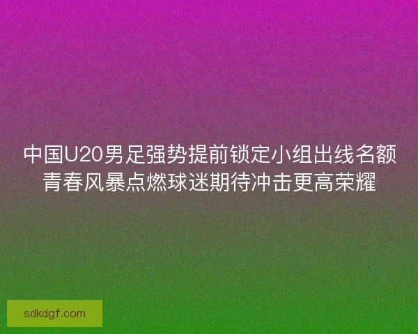 中国U20男足强势提前锁定小组出线名额青春风暴点燃球迷期待冲击更高荣耀